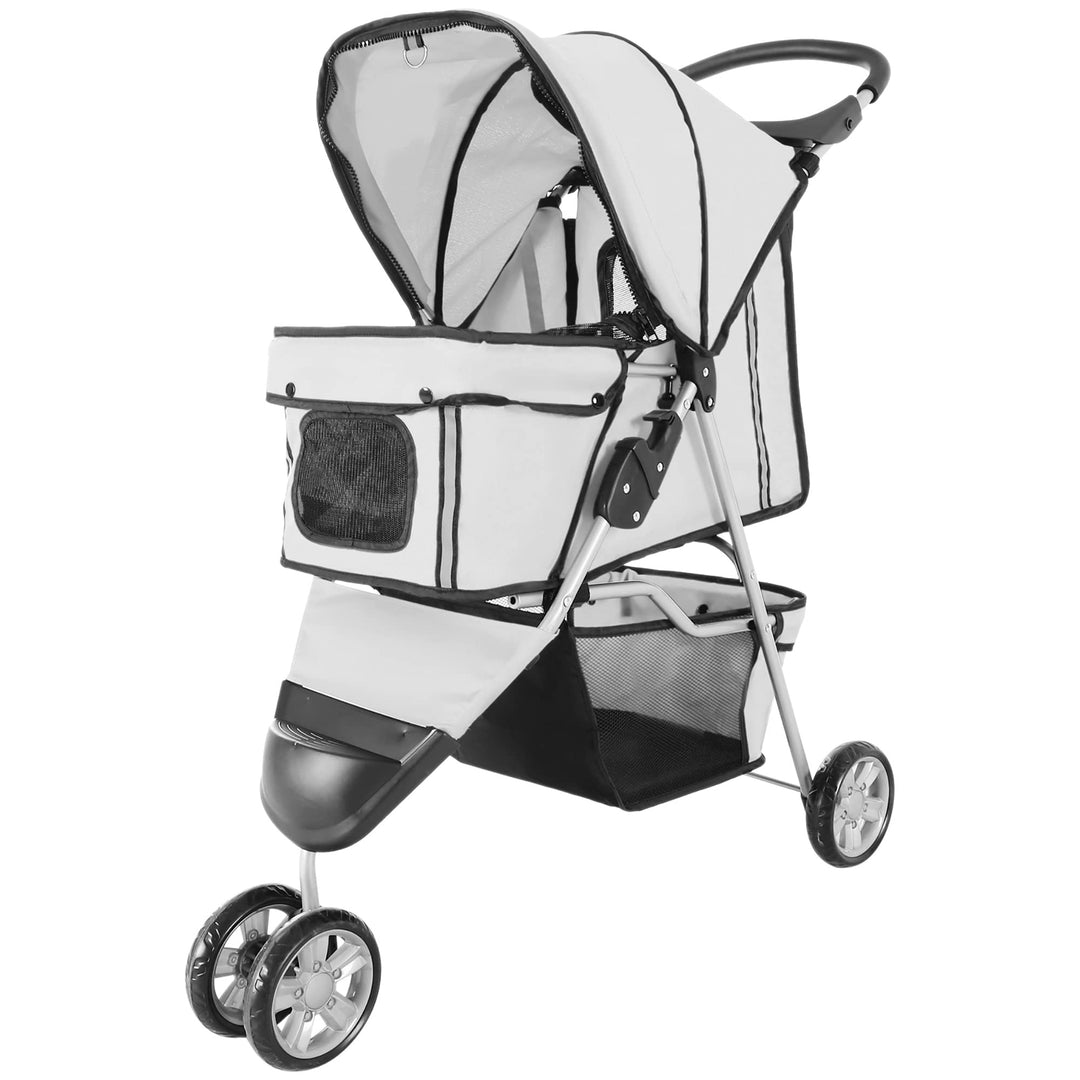 PawHut Hundewagen Hundebuggy Buggy Hunde Katzen Pet Stroller Hunde Buggy Grau grau 75L x 45B x 97H c