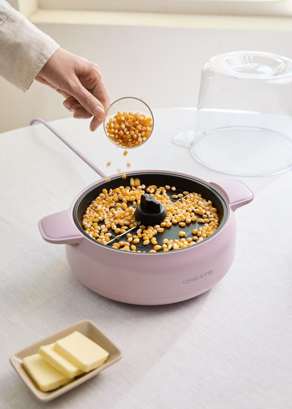 CREATE Popcorn Maker Studio Popcorn-Maschine mit Lavendel-Butterschmelzgerät, einfache Handhabung, b