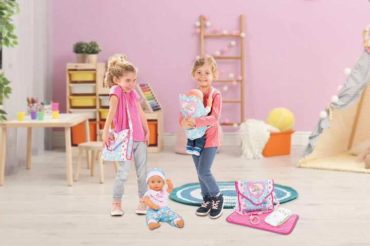 Heless 978 - Zubehör für Puppen, Wickeltasche im Design Einhorn Emil und Fee Emma mit viel Zubehör