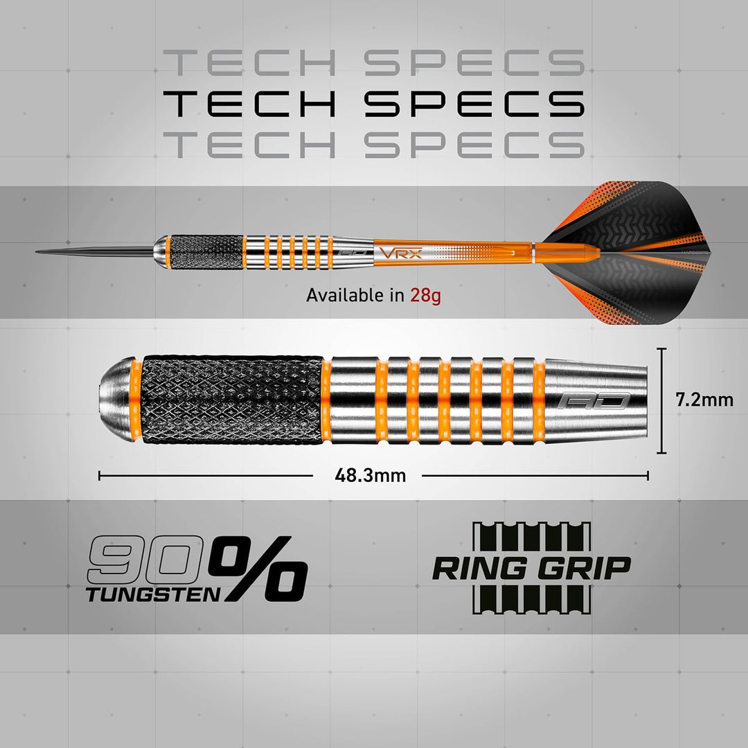 RED DRAGON Amberjack Series Steel Profi Dartpfeile Steeldarts Set mit Flights und Schäfte 28.0 Gramm