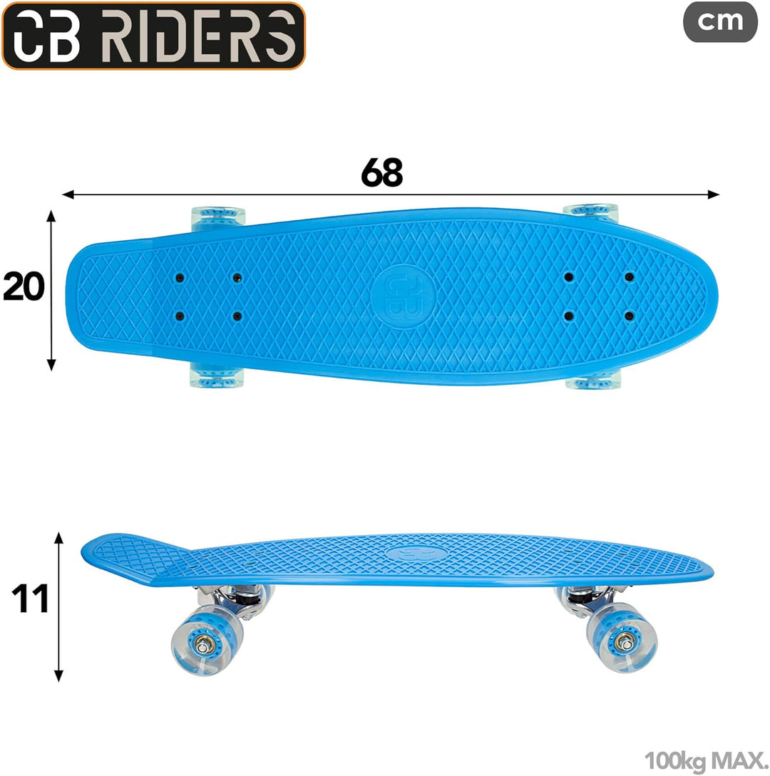 COLORBABY CB Riders, Skateboard, Blau, 71 x 20 cm, Achse aus Aluminium, für Kinder, Board mit 4 PU-R