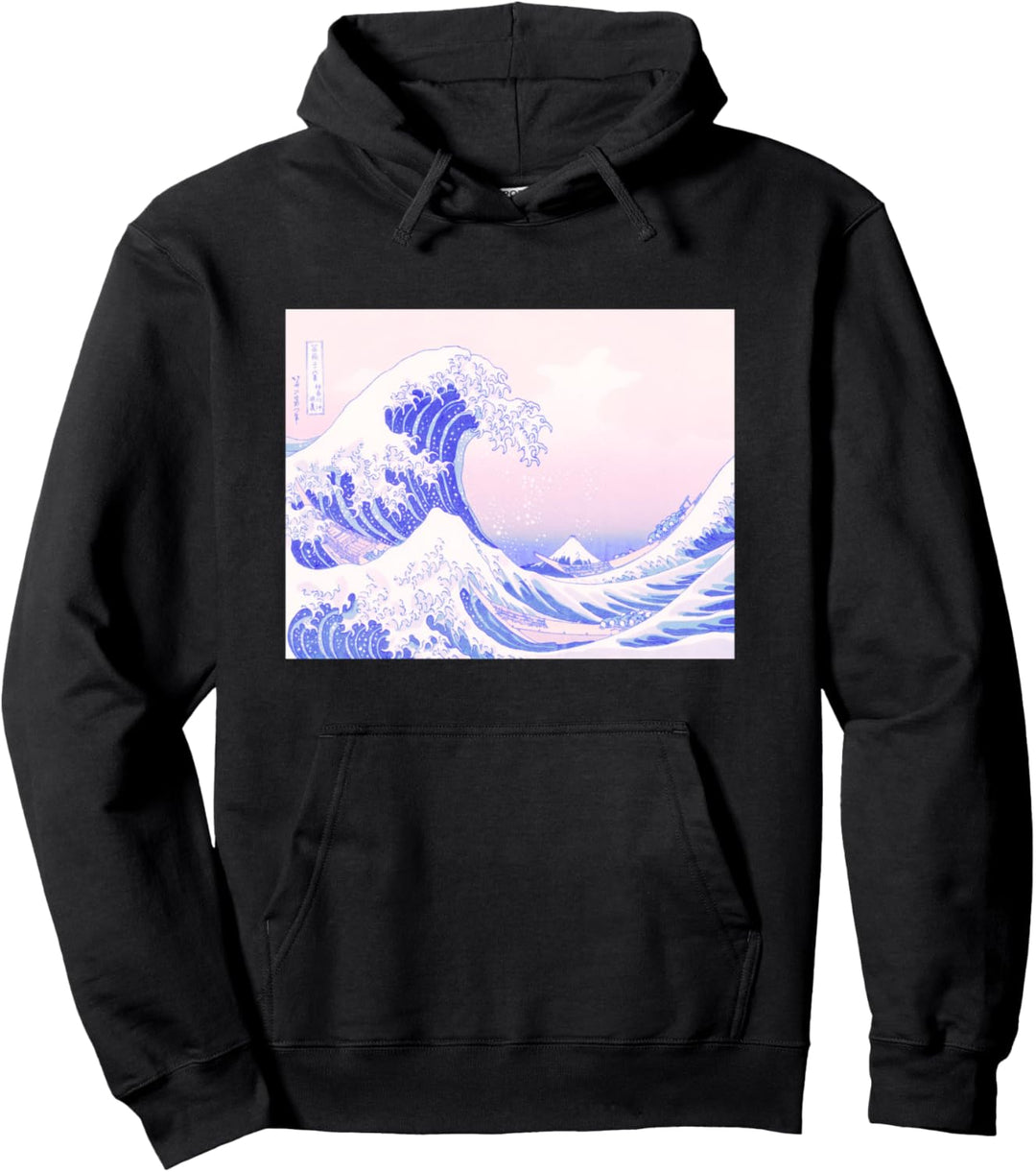 Ästhetik Pastell Rosa Lila grosse Welle Kawaii Japanisch Pullover Hoodie