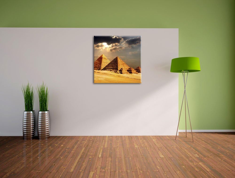 Pixxprint Pyramiden von Gizeh im Sonnenlicht als Leinwandbild/Grösse: 70x70 cm/Wandbild/Kunstdruck/f