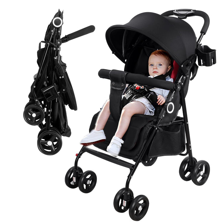 Vinteky Kinderwagen Buggy 4 bis 25 kg, Kinderbuggy Klein Zusammenklappbar, mit Liegefunktion, 5-Punk