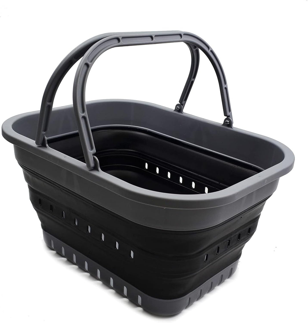 SAMMART 9.2L & 19L Faltbare Wanne mit Griff - Tragbarer Picknickkorb/Krater für den Aussenbereich -