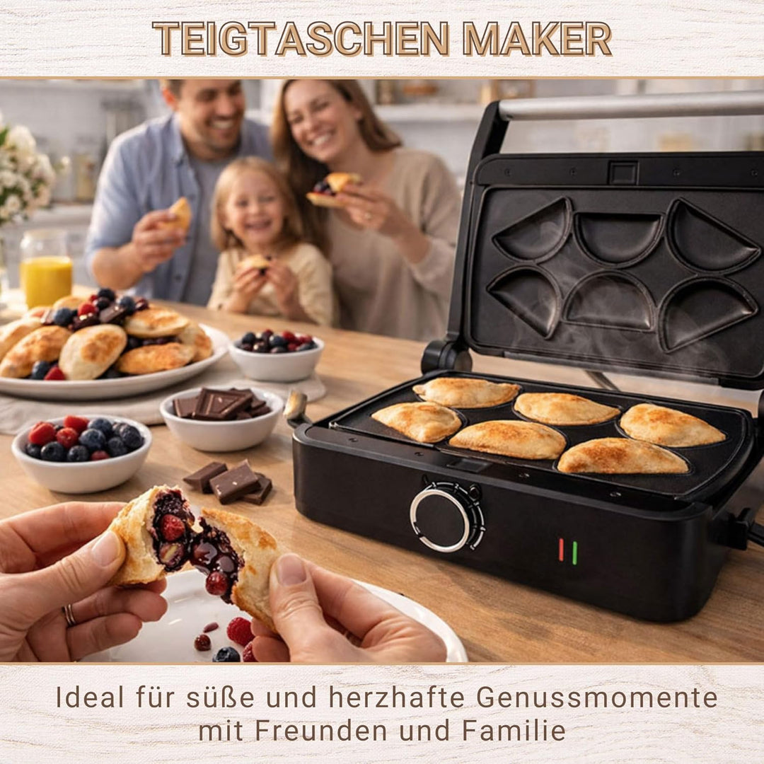 Syntrox Mini Empanada Kombigerät Multifunktionsmaker mit Wechselplatten, Kontaktgrill Edelstahl, Mul