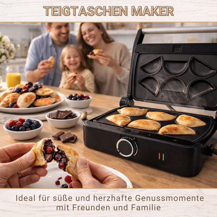 Syntrox Mini Empanada Kombigerät Multifunktionsmaker mit Wechselplatten, Kontaktgrill Edelstahl, Mul