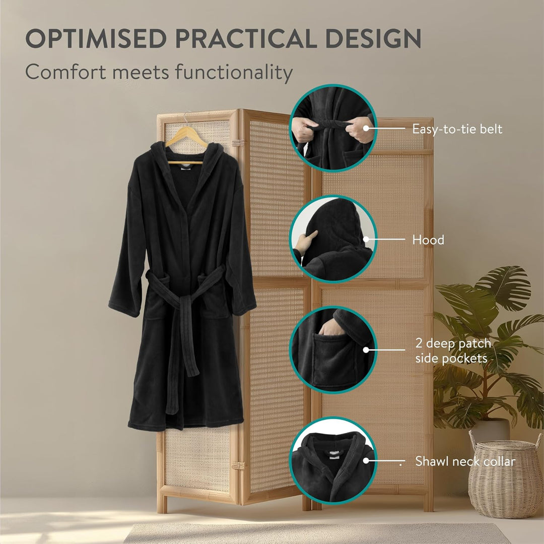 HOMELEVEL Bademantel Morgenmantel Unisex - kuschelweicher Reisebademantel Saunamantel - Mikrofaser M
