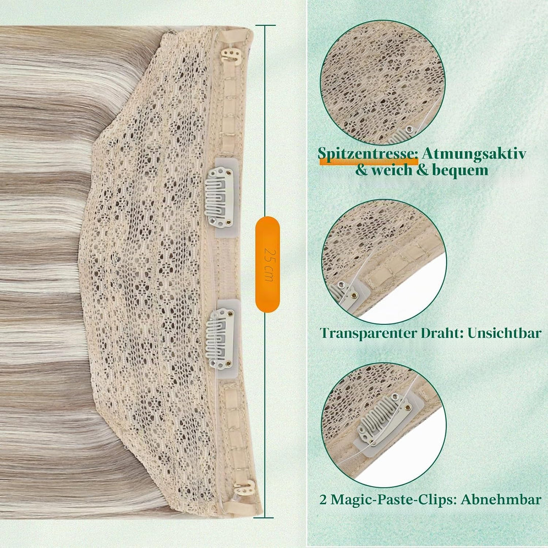 Easyouth Extension Echthaar Mit Draht Blond Wire Extensions Echthaar Aschbraun Highlight Platinblond