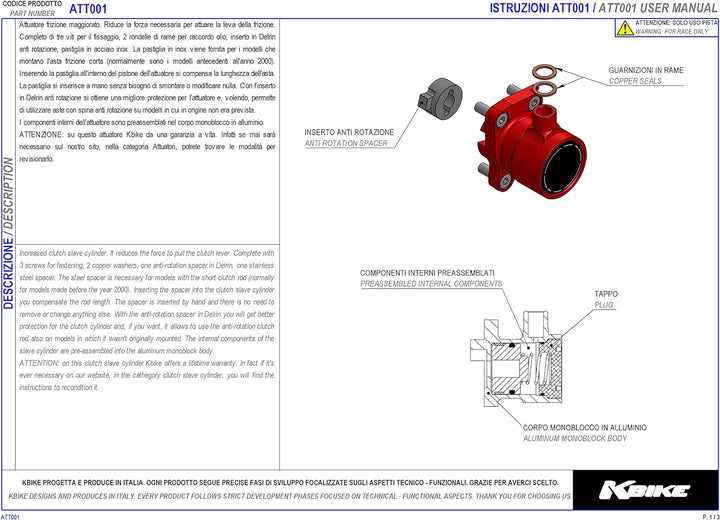 Kbike Kupplungsdruckzylinder titanium für Ducati - lebenslange Garantie