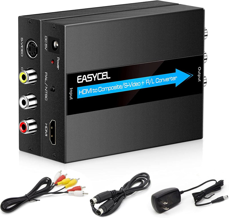 EASYCEL HDMI auf S-Video RCA Konverter mit S-Video und RCA Kabel, HDMI zu Svideo RCA Adapter, HDMI z