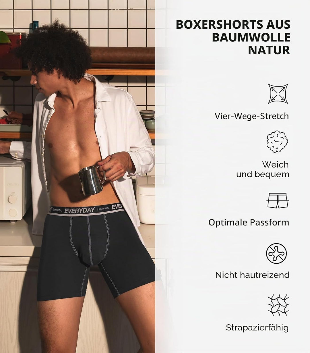 Separatec Herren Boxershorts 7er Pack Doppelbeutel Dual Pouch, Baumwolle Unterhosen Männer, Stretcke