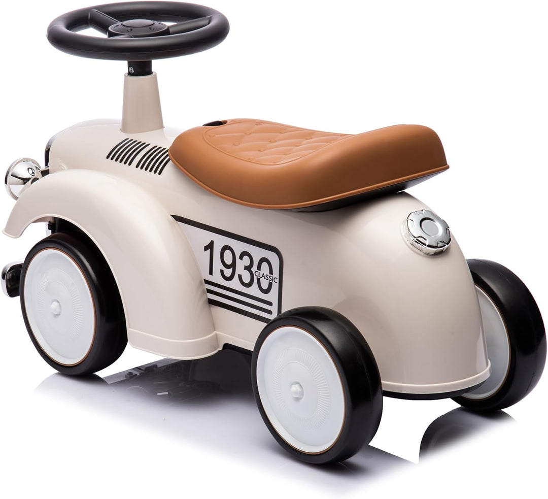LEMODO Rutschauto ab 1 Jahr, Kinderauto im Retrodesign, Rutscherfahrzeug mit Hupe und Stauraum, Kind