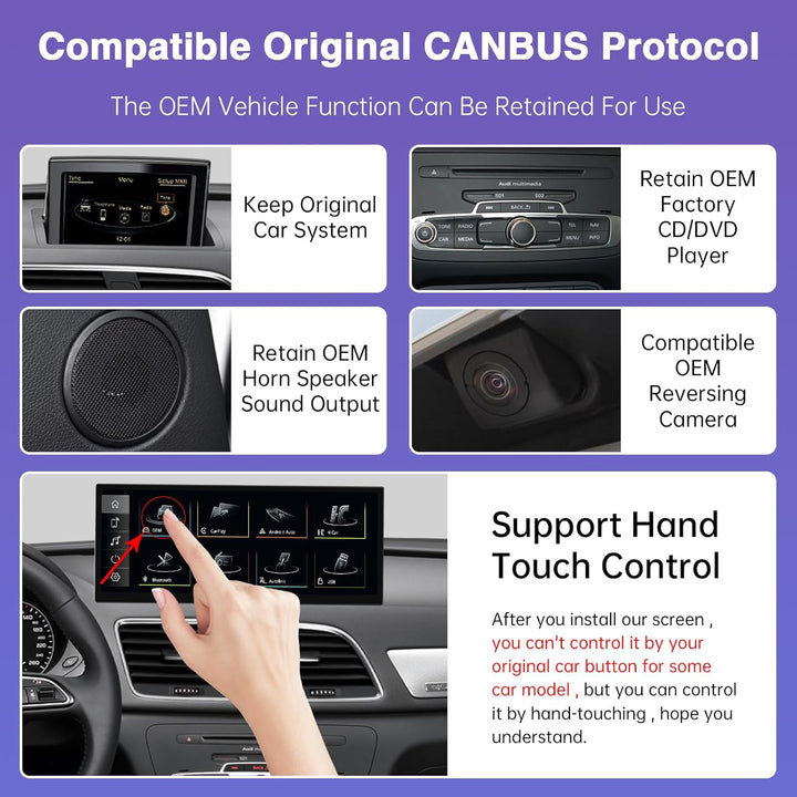 Road Top 12,3 Zoll Ultraschmaler Autoradio CarPlay für Audi Q3 (2013-2018) | Linux HD Touchscreen, W