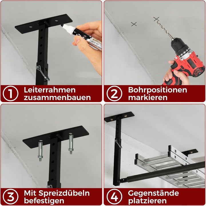 Deckenregal Hängeregal Höhenverstellbarer,2 Stück Verstellbares Überkopfleiterregal,dachbox wandhalt