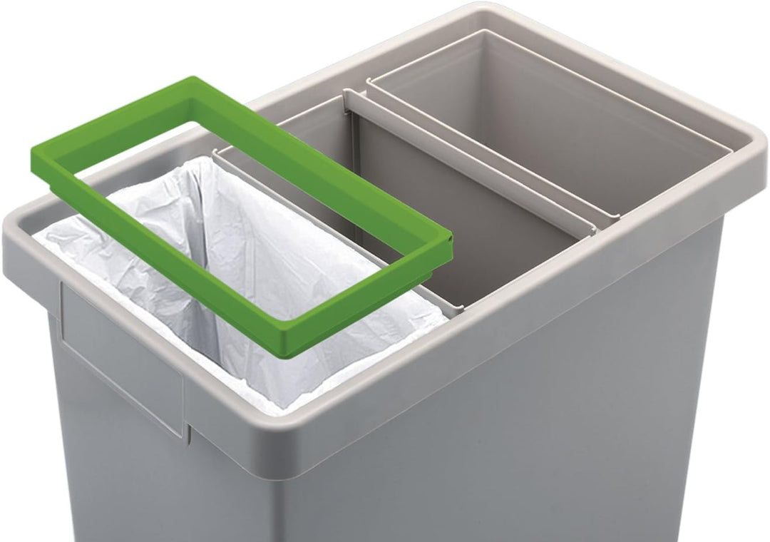 Mattiussi Ecologia S.p.A. POLYMAX: Abfalleimer Mülleimer mit DREI Fächern für Mülltrennung (grau mit