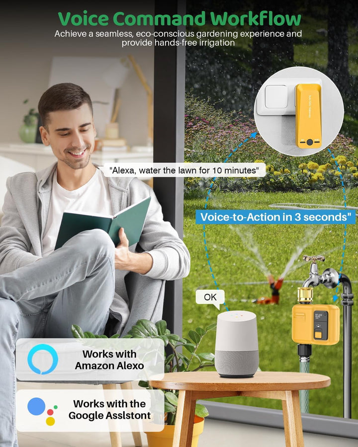 Smart Bewässerungscomputer WLAN mit 1 Zonen Ausgängen und 5 Programme Bewässerungssystem mit Regenve