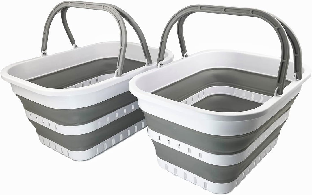 SAMMART 19L Collapsible Tub with Handle - Portable Outdoor Picnic Basket/Crater - Foldable Shopping