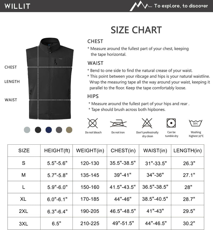 WILLIT Herren Golf Weste Leichtgewichtige Softshell-Weste Ärmellose Jacke für Wandern Laufen Causal