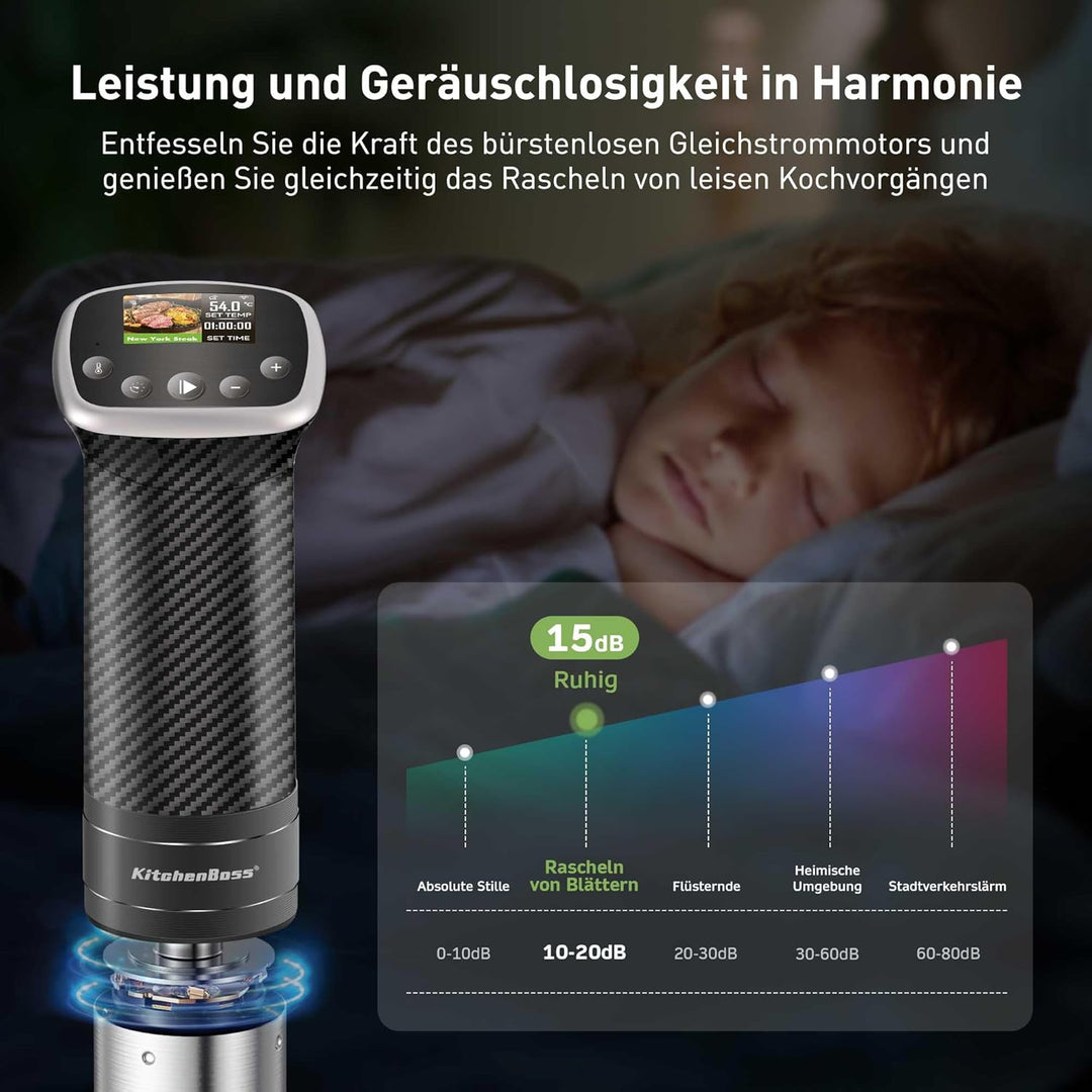 KitchenBoss Sous Vide Stick Garer：WiFi Präzisionskocher App-Steuerung Sous Vide Stab 1100W Zirkulati