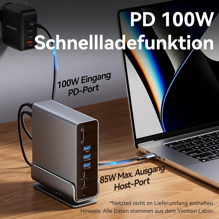 VENTION USB C Docking Station, 15-IN-1 DockingStation Laptop 3 Monitore Unterstützung 2*4K HDMI + DP