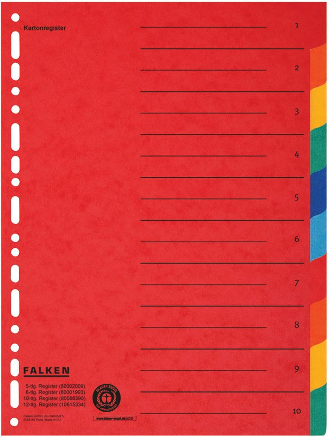 Original DINOR Ordner-Wolkenmarmor-Recycling - 10er Pack & Original Falken Karton-Register überbreit