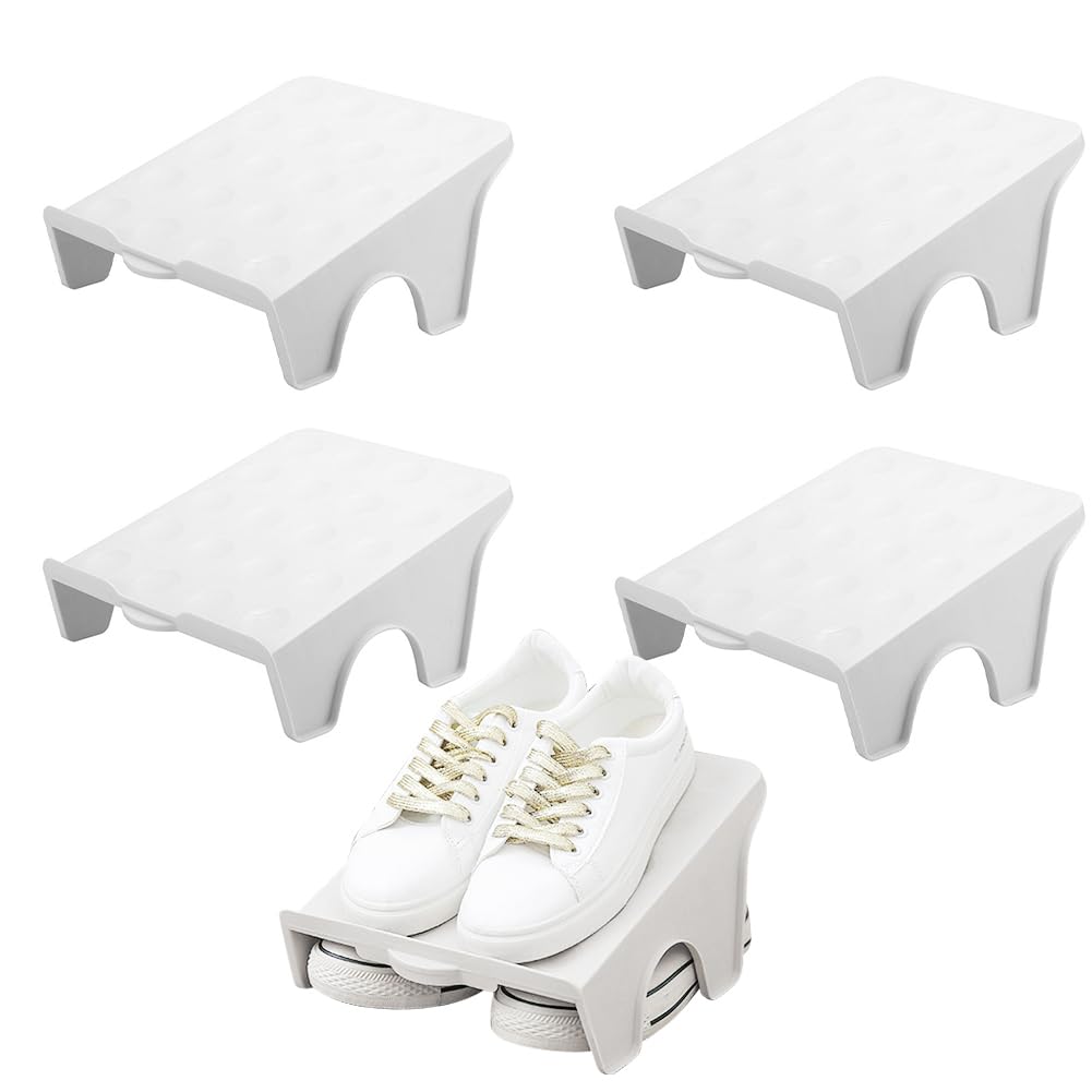 4 Stück rutschfest Schuhhalter, Schuhschlitz Organizer, Doppelschicht Schuhstapler Set 25 * 22 * 11.