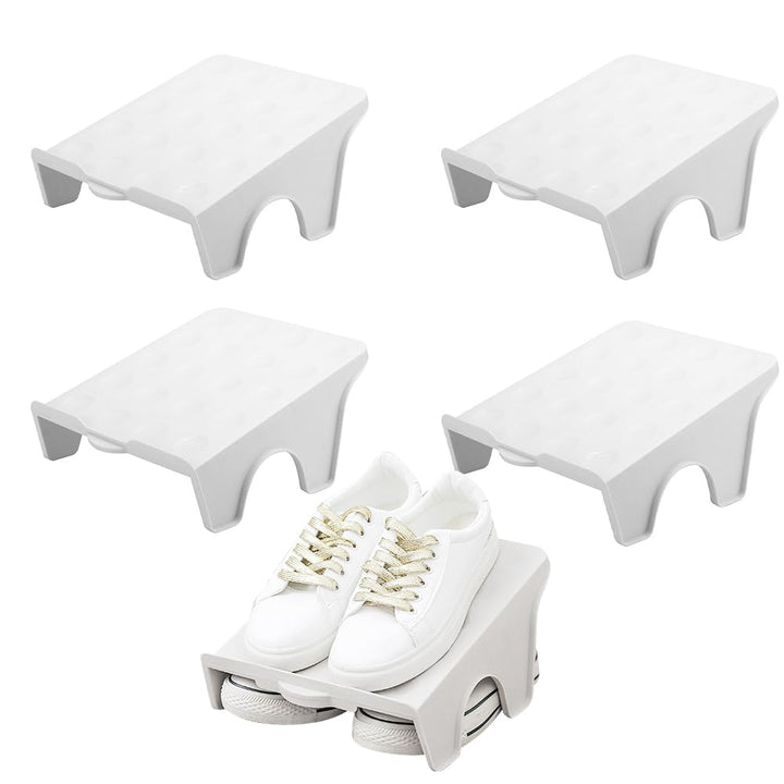 4 Stück rutschfest Schuhhalter, Schuhschlitz Organizer, Doppelschicht Schuhstapler Set 25 * 22 * 11.