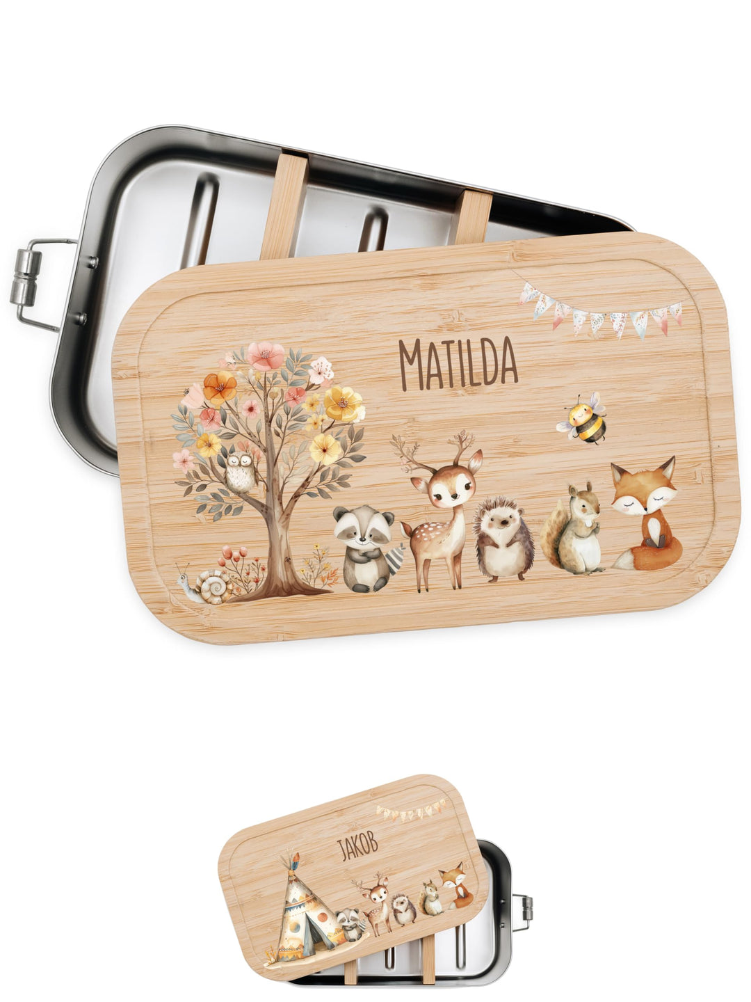 Personalisierte Brotdose für Kinder mit Spezial-Druck - Robuste Edelstahl Brotdose - Personalisierte