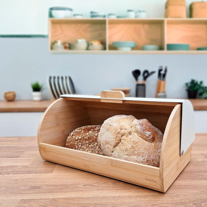briebe Nordic Brotkasten für Brotaufbewahrung aus Bambusholz, Langanhaltende Frische des Brotes, Sch