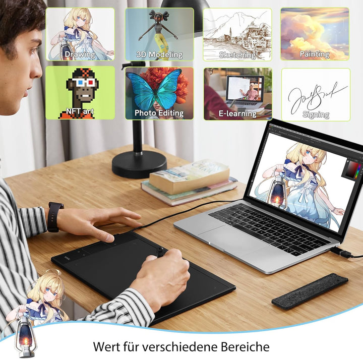 VEIKK A30 V2 Zeichentablett 10 x 6 Zoll Grafiktablett mit batterielosem Stift und 8192 professionell