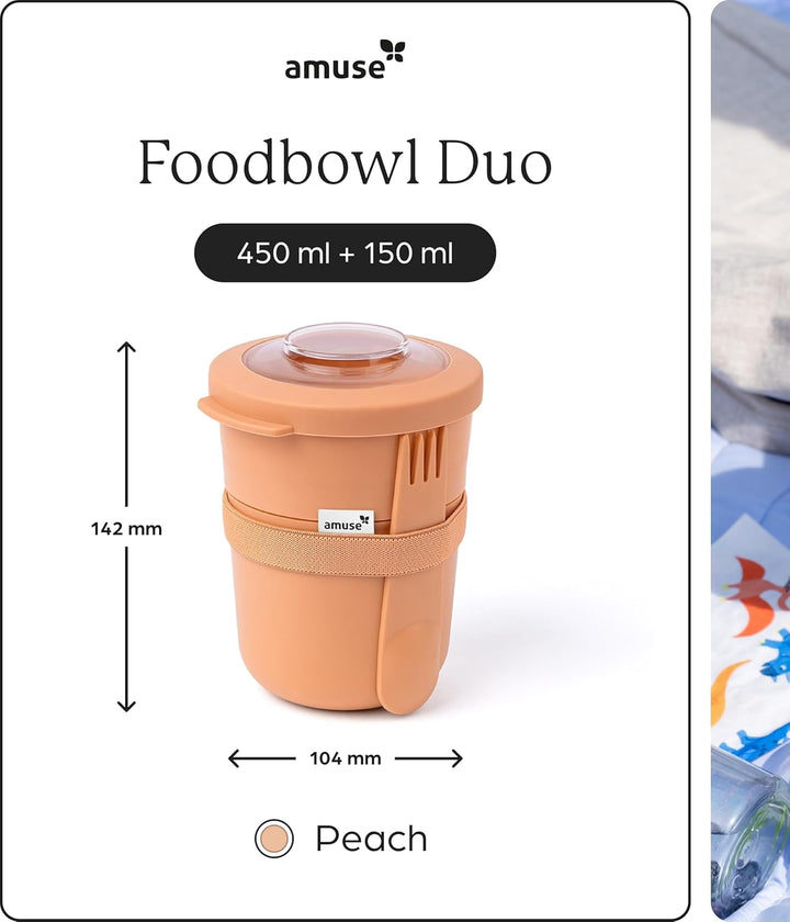 Amuse Müslibecher To Go | 450ml + 150ml | ideal für Overnight Oats, Granola, Meal Prep | Joghurtbech