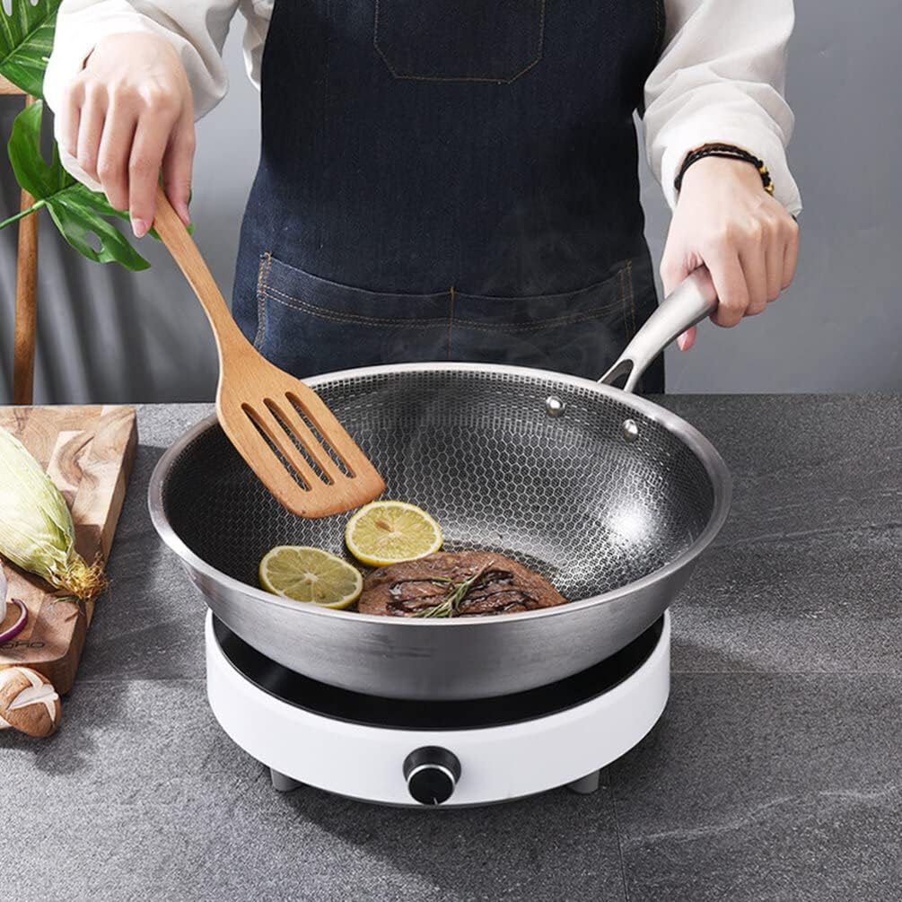 Ciieeo Edelstahl-Wok-Pfanne Mit Antihaftbeschichtung Waben-Pfanne Wok Induktionspfanne Chinesisch-Ja