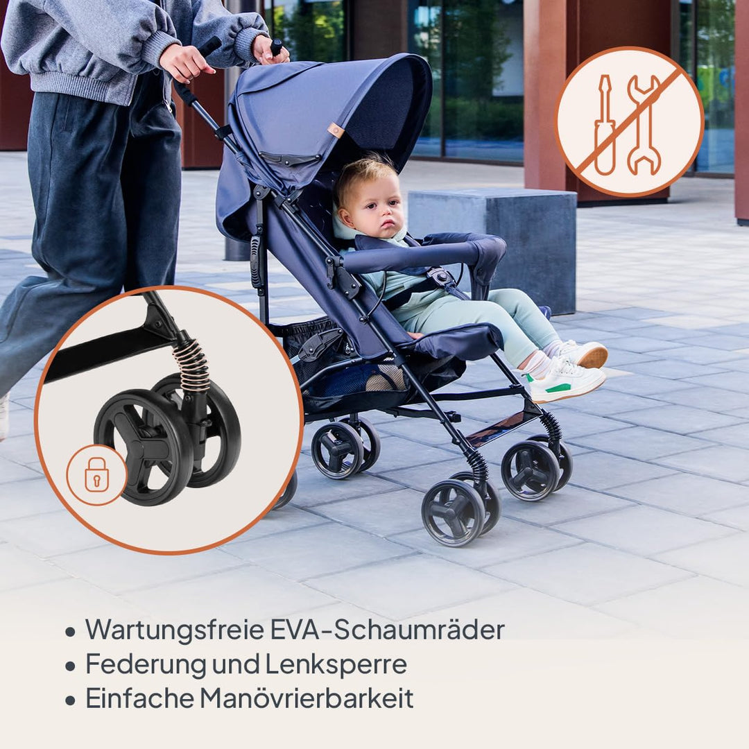 LIONELO Elia Buggy Klein Zusammenklappbar Kinderwagen Bis 15 Kg, Rücken Und Fussstützenverstellung H