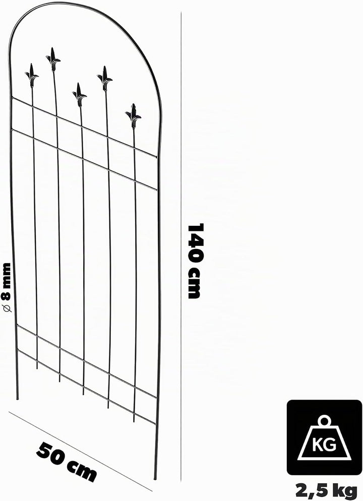 KADAX 2er Set Metall Rankgitter 50 x 140 cm, Kletterhilfe für Pflanzen, Rankspalier aus pulverbeschi
