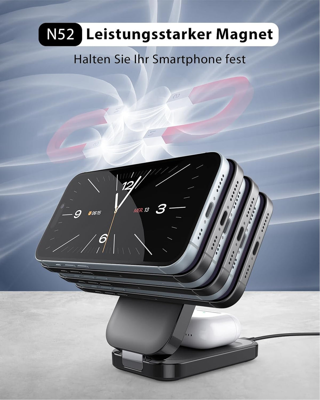 Ladestation kompatibel mit Apple Watch und iPhone,Super Tragbar Magsafe Ladegerät für iPhone 16 15 1