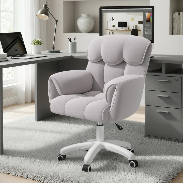 Ergonomischer Bürostuhl, Höhenverstellbarer Schreibtischstuhl mit Armlehnen, 360° Drehfunktion, Samt