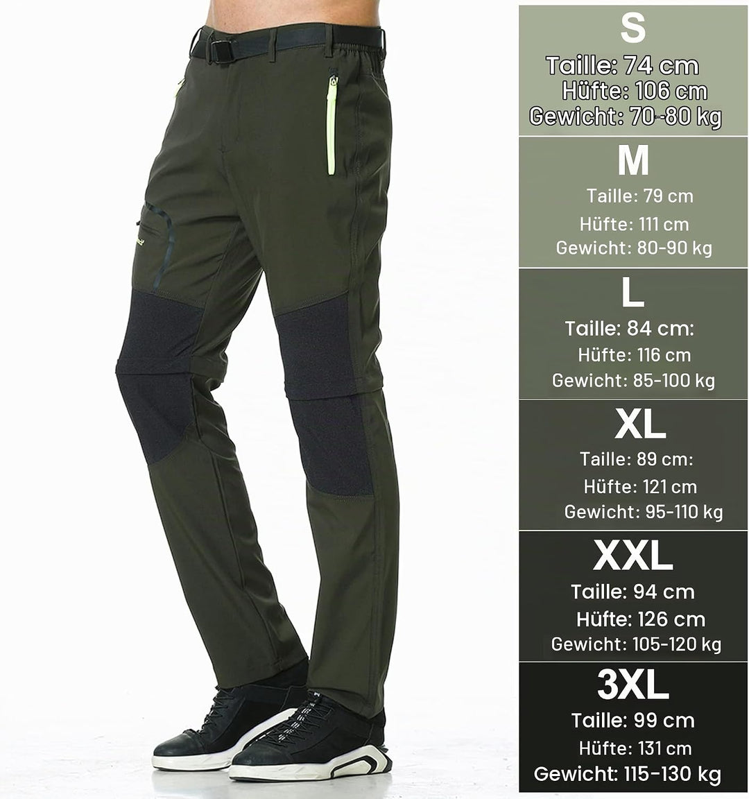 Herren Wanderhose Zip Off Trekkinghose Outdoorhose Wasserdicht Schnelltrocknend Softshellhose Abnehm