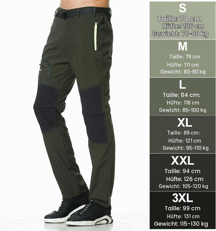 Herren Wanderhose Zip Off Trekkinghose Outdoorhose Wasserdicht Schnelltrocknend Softshellhose Abnehm