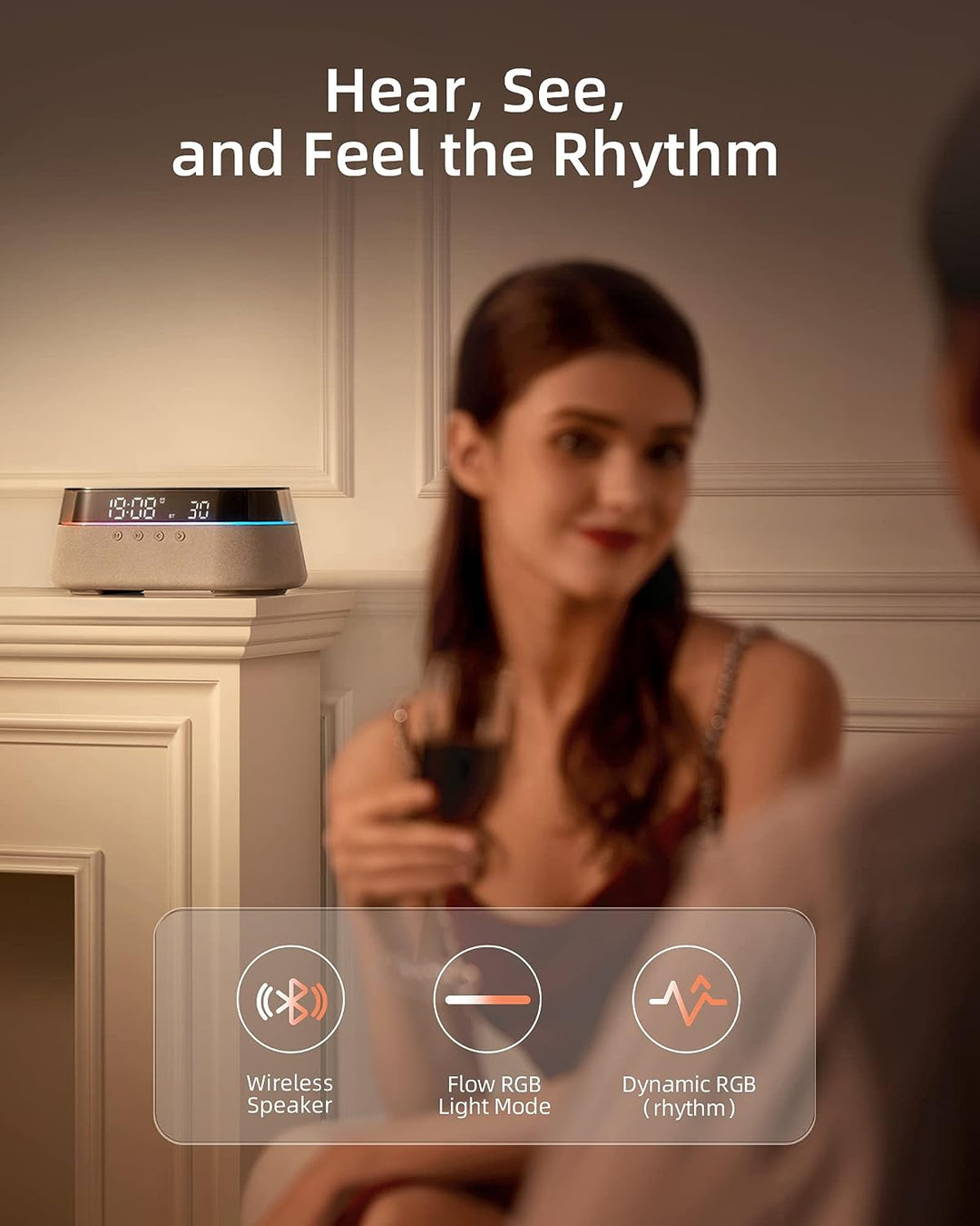 EZVALO Radiowecker mit Ladefunktion, Radiowecker Funkuhr Digital 4 in 1 mit 15W Wireless Charger Qi,