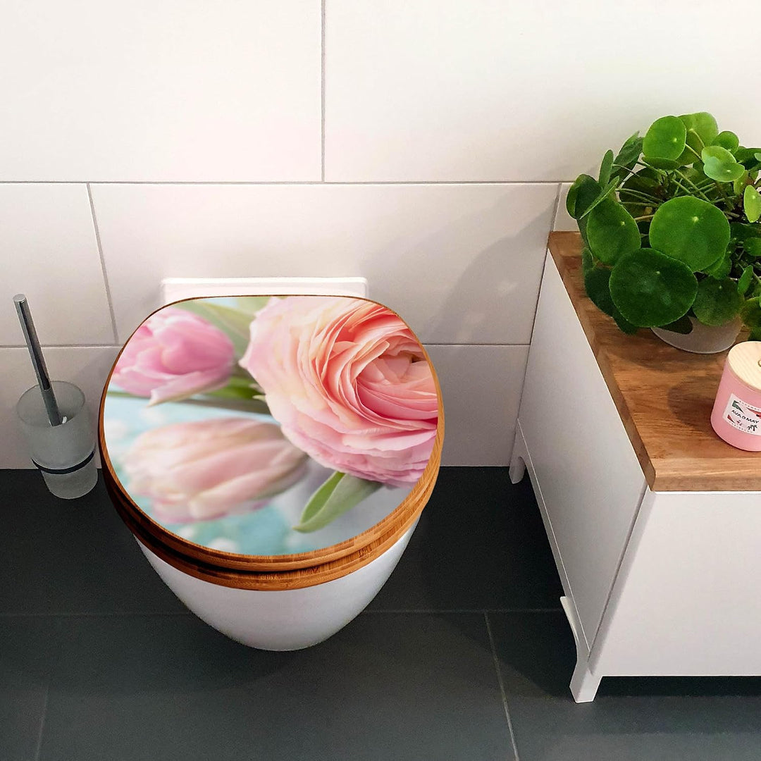 banjado Design WC Sitz Bambus Absenkautomatik 45,8x37,5cm - Toilettendeckel mit Absenkautomatik Holz