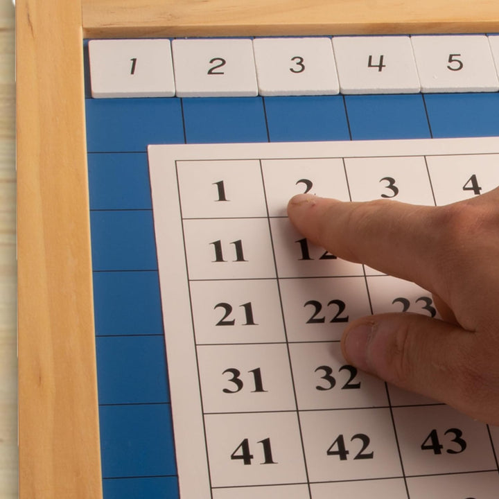 Hunderterbrett mit Arbeitskartei, 100 Auftragskarten - Montessori-Material Hundertertafel zum Zahlen