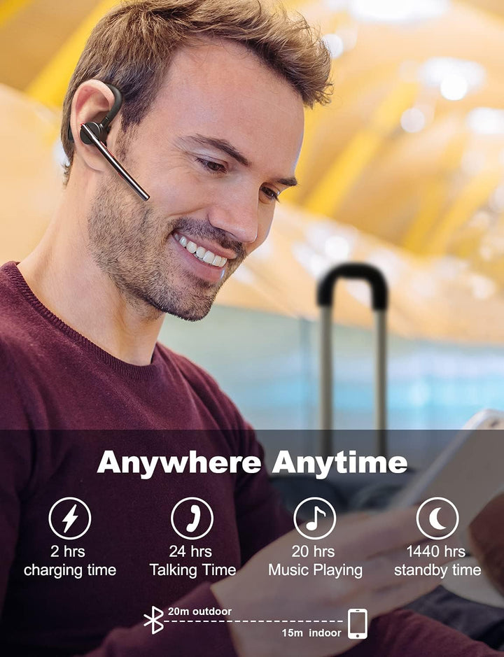 New bee Bluetooth Headset mit Mikrofon Bluetooth V5.2 Wireless Headset 24Hrs Sprechzeit CVC8.0 Dual