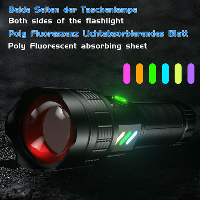 ASORT LED Taschenlampe Aufladbar, Extrem Hell 500000 Lumen, Zoombare, 6 Modi, IP67 Wasserdicht, Perf