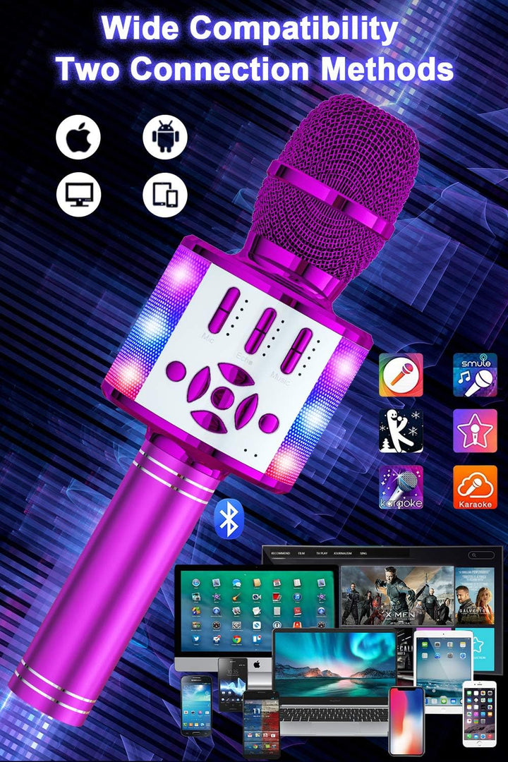 BONAOK Magic Sing Karaoke Mikrofon, Kinder, 4 in 1 Microphone, Drahtloses Bluetooth für die Zuhause
