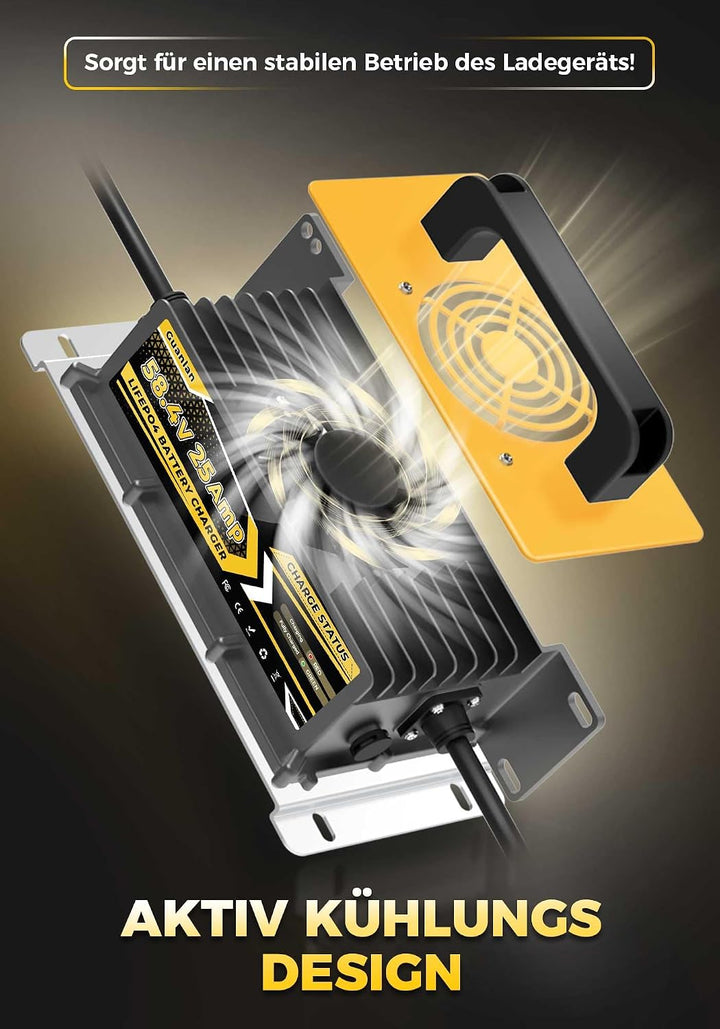 58,4V 25A LiFePO4 Lithium Batterie Ladegerät für 48V(51,2V) LiFePO4 Lithium Batterien, IP67 Wasserdi