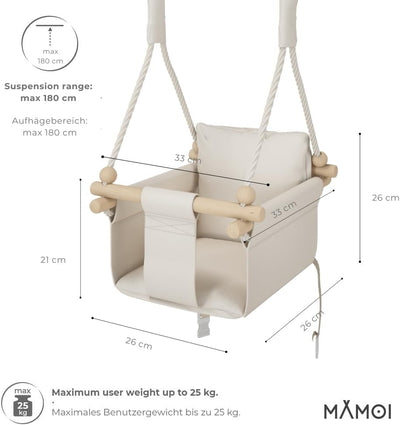 MAMOI® Babyschaukel, Baby schaukel Indoor, Kinderschaukel aus Holz, Holzschaukel für Kinder, Schauke