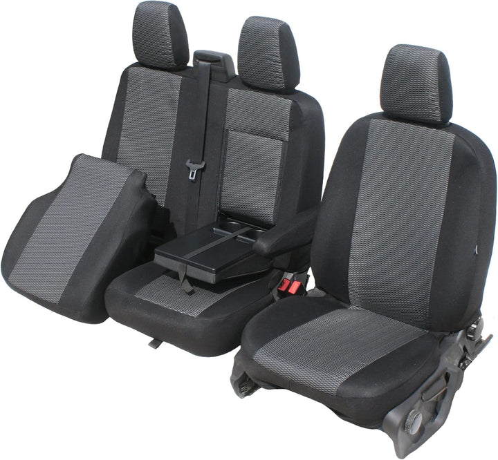 Kegel-Blazusiak Sitzbezüge für Ford Transit ab 2014 und ab 2019, Schwarz, Grau, Polyester, Chiffon,