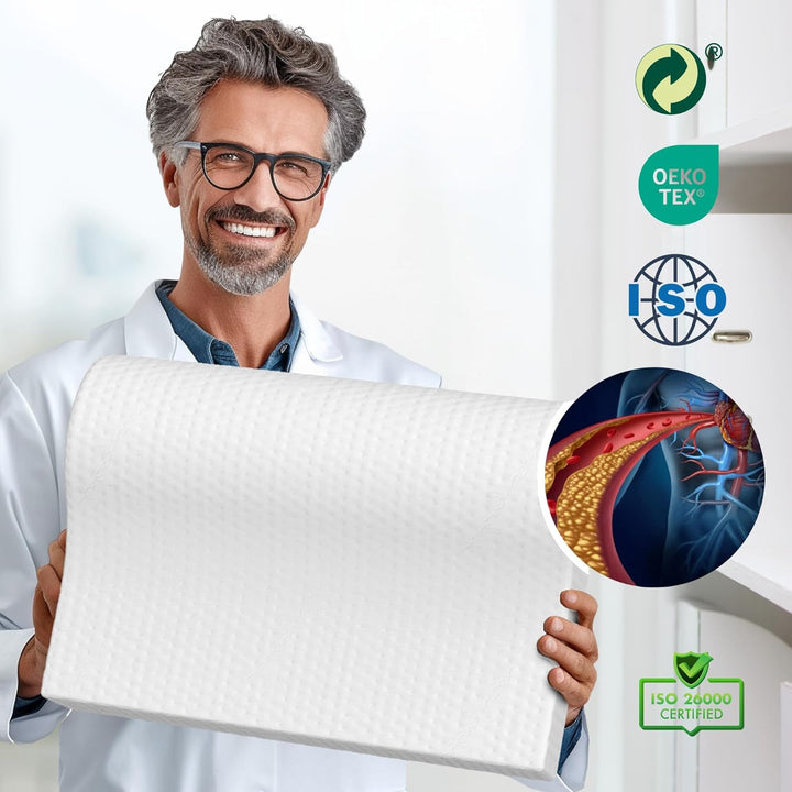 KoKoTex Nackenstützkissen - Kopfkissen Nackenschmerzen - Memory Foam Pillow - Orthopädisches Kissen