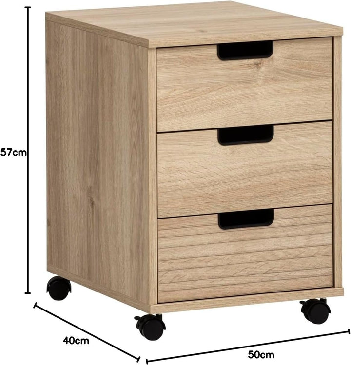 Schildmeyer Rollcontainer Emmik 159593, weisseiche Dekor/gestreift, 40 x 50 x 57 cm Weiss Eiche Deko